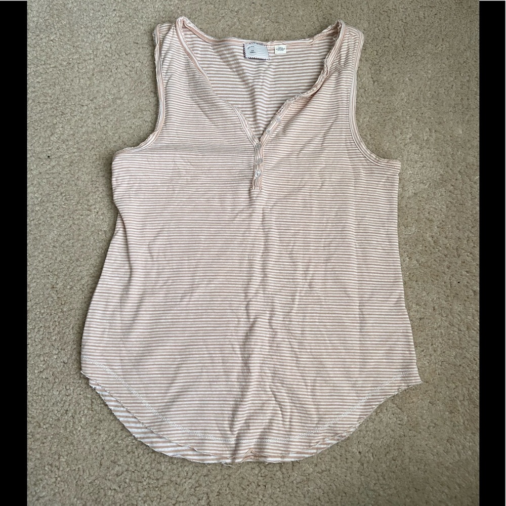 Anthropologie 9-15 STCL Henley Striped Tank Top